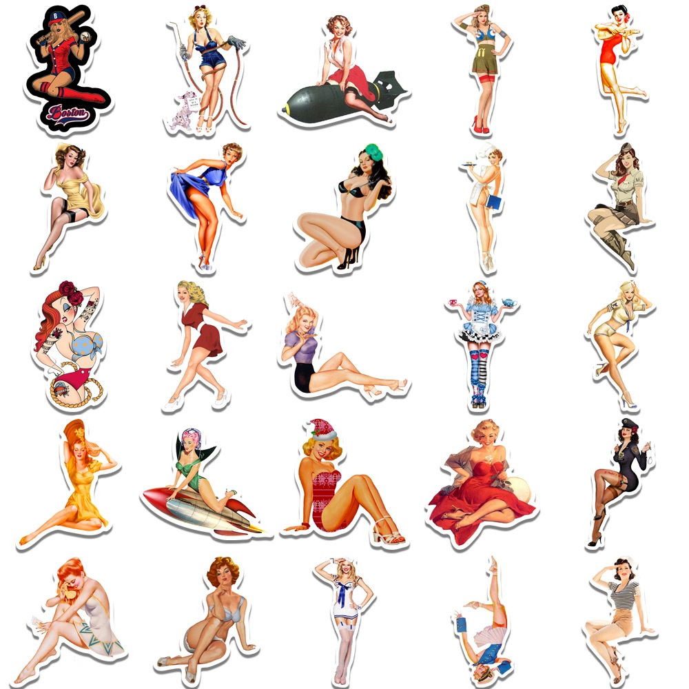 สติกเกอร์-ลายกราฟฟิตี้-50-pin-up-girls-สุดเซ็กซี่-สําหรับติดตกแต่งรถเข็น-โน้ตบุ๊ก-ตู้เย็น-รถยนต์