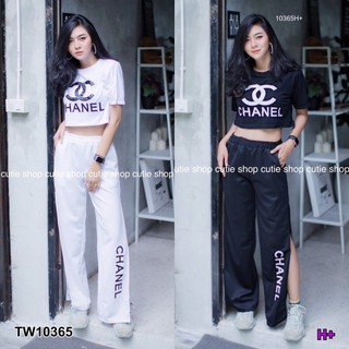 Set เสื้อครอป+กางเกงผ่าข้าง TW10365