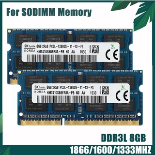 SK Hynix หน่วยความจำ 8GB 2RX8 DDR3L 1866MHZ/1600Mhz/1333Mhz PC3L-10600S 1.35V 204Pin สำหรับแล็ปท็อป RAM