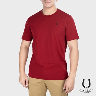 [S-5XL] GALLOP : เสื้อคอตตอนคอกลม Crew Neck Basic Tee รุ่น GNC9000 สีแดงเลือดหมู