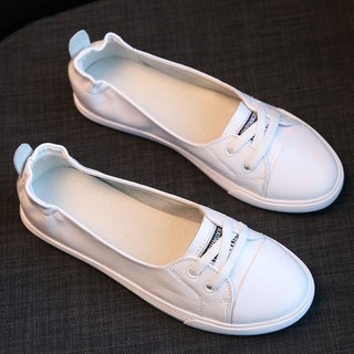 ∈ รองเท้าสลิปออนผู้หญิงสีขาว2021ฤดูร้อนแบนสบายๆเกาหลีเดินทางขับรถพยาบาลรองเท้านักเรียน xv6q