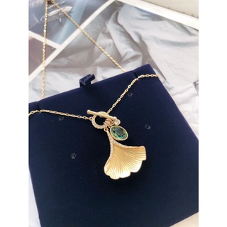 สร้อยคอ สร้อยคอswarovski Swarovski Stunning Gingko Necklace Green, Gold-tone plated