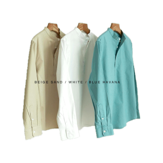 โปรโมชั่น : 4.4ทักแชทรับโค้ดลดเพิ่ม Pullover Mandarin Collar Shirt เชิ้ตคอจีนรุ่นสวมหัว 5 56-03 HOB STUDIOS