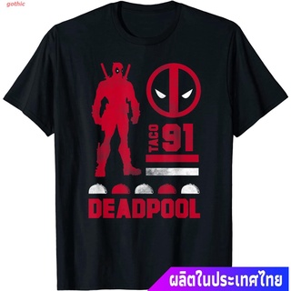 เสื้อยืดสีขาว เสื้อสาวอวบ เสื้อยืดยอดนิยม Marvel Deadpool Taco 91 Graphic T-Shirt Popular T-shirts