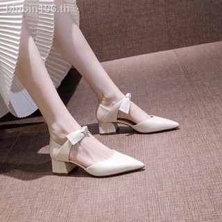 ✿รองเท้าผู้หญิง 2021 ใหม่อินเทรนด์ pointed toe โบว์กลวง 5 ซม. รองเท้าส้นสูงนักเรียนหญิงส้นหนาแฟชั่นเซ็กซี่รองเท้าเดียว