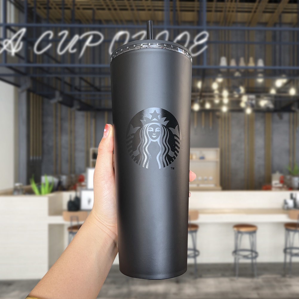 ปรับแต่ง-starbucks-tumbler-matte-black-coffee-cup-double-layer-frosted-straw-cup-cynthia