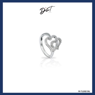 Debutgems เดบิ้วเจมส์ แหวนเงินแท้รุ่น Heart to heart R-7120Z แหวนลายหัวใจคู่ ประดับเพชร