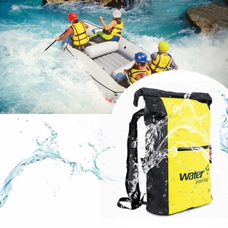 25L กลางแจ้งแบบพกพา ดำน้ำแห้งถุง PVC กันน้ำว่ายน้ำกระเป๋าเป้สะพายหลัง River Trekking