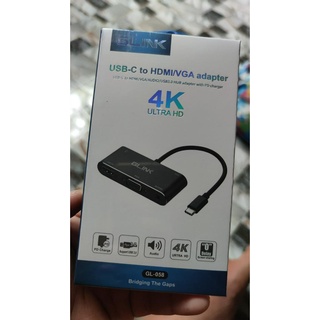 ส่งจากไทย GLINK GL-058 สายแปลง USB-C to HDMI VGA adapter GL058 ประกัน 1 ปี ตัวแปลง หัวแปลง พร้อมส่ง