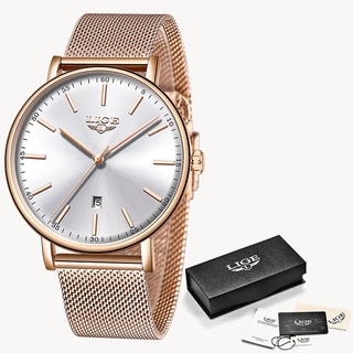 LIGE Womens Watches Top Brand Luxury Waterproof Watch Fashion Ladies Stainless Steel Ultra Thin Casual Wristwatch