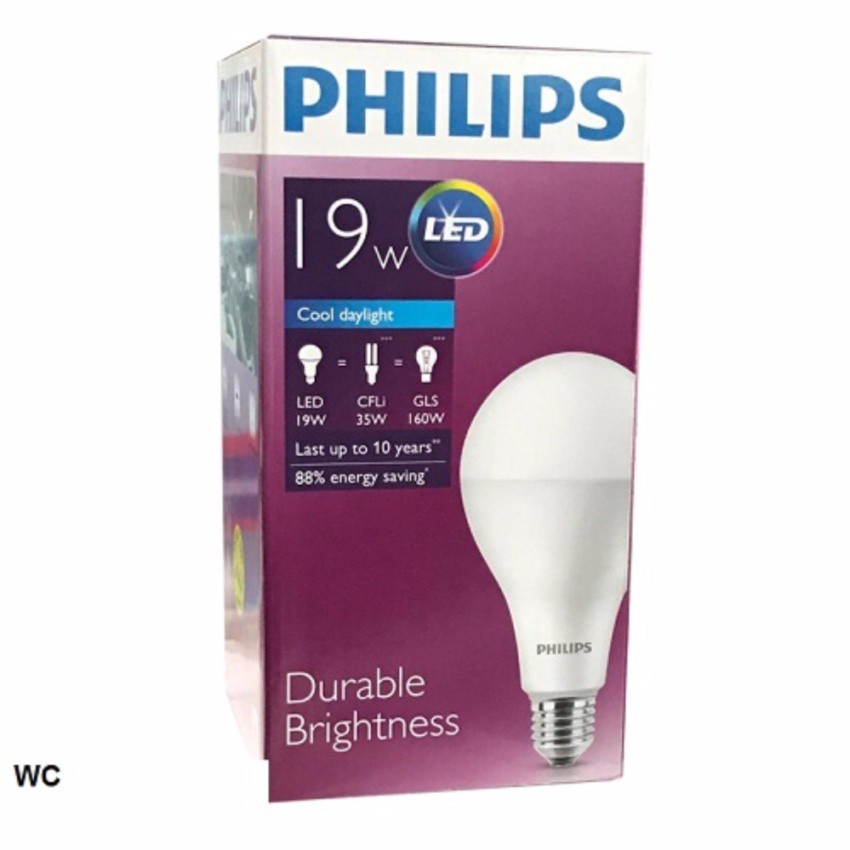 Philips หลอดไฟฟิลิปส์ LED 19W แสงขาว Brightness Daylight E27 1 หลอด ...
