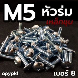 M5 สกรูหัวร่มสี่แฉกเหล็กชุบ ❌ ขั้นต่ำ 50 บาท/ไม่รวมค่าส่ง ❌