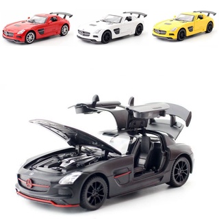 1:32 Mercedes-Benz SLS AMG โมเดลรถยนต์ โลหะผสม มีเสียง และไฟ ของเล่นสําหรับเด็ก