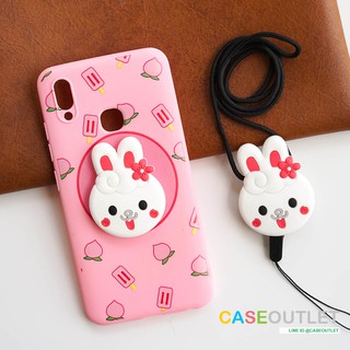 เคส Y95 TPU การ์ตูน กระต่าย พร้อมสายคล้องคอ ที่ตั้งม้วนเก็บสาย