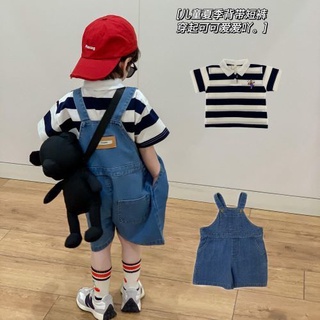 [Babycat] พร้อมส่ง ลดกระหน่ํา เสื้อโปโลแขนสั้น กางเกงขาสั้น ผ้ายีน ลายทาง สไตล์เกาหลี ญี่ปุ่น แฟชั่นฤดูร้อน สําหรับเด็กผู้ชาย 2022