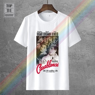 เสื้อยืดโอเวอร์ไซส์เสื้อยืด ผ้าฝ้าย 100% พิมพ์ลายโปสเตอร์ภาพยนตร์ Casablanca สไตล์โกธิค สําหรับผู้ชายS-4XL