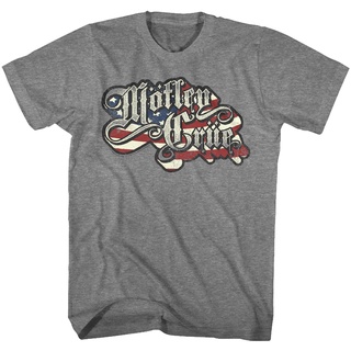 เสื้อผ้าผชเสื้อยืด พิมพ์ลายธง Motley Crue Crue Flag Graphite Heather สําหรับผู้ใหญ่S-5XL