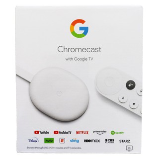 สินค้า Google Chromecast with Google TV 4K สีขาว (Snow) GA01919-US อุปกรณ์สตรีมมิ่ง ของใหม่ ของแท้ ราคาถูกที่สุด ส่งฟรี