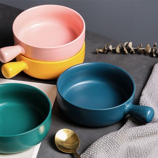 💞💕💕Hot sale💞💕💕＃ส่งทันที＃Japanese Ceramic Baking Tableware Instant Noodle Bowl Breakfast Plate Fruit salad bowl wit