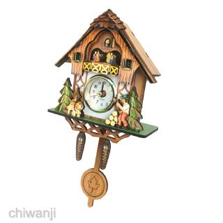 ( Chiwanji ) นาฬิกาติดผนังแขวนไม้โบราณวินเทจตกแต่งบ้าน