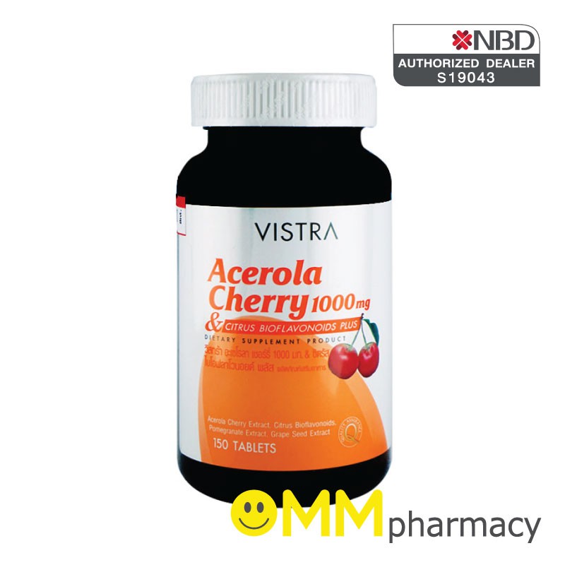 ภาพหน้าปกสินค้าVISTRA Acerola Cherry 1000 mg. 150 เม็ด จากร้าน mmpharmacy บน Shopee