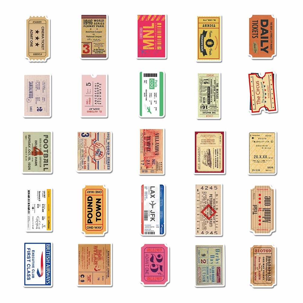 50pcs-retro-old-ticket-stubs-art-stickers-decorative-hand-account-stickers-box-computer-waterproof-stickers