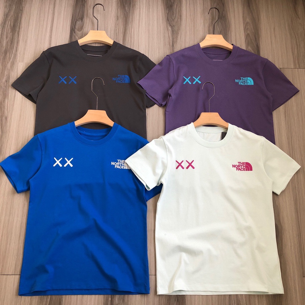 เสื้อยืดผ้าฝ้ายพิมพ์ลาย-เสื้อยืดคอกลม-แขนสั้น-พิมพ์ลาย-the-north-face-x-kaws-แฟชั่นคู่รัก-สําหรับผู้ชาย-และผู้หญิง