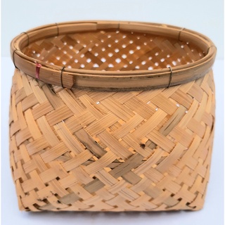 ตะกร้าไม้ไผ่ Bamboo basket เส้นผ่าฯ 13 ซม. สูง 11 ซม. งานแฮนด์เมดจากภูมิปัญญาชาวบ้าน สำหรับใส่สิ่งของ