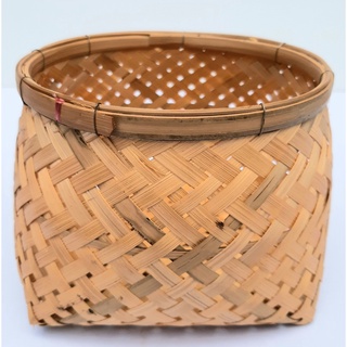 ตะกร้าไม้ไผ่ Bamboo basket เส้นผ่าฯ 13 ซม. สูง 11 ซม. งานแฮนด์เมดจากภูมิปัญญาชาวบ้าน สำหรับใส่สิ่งของ