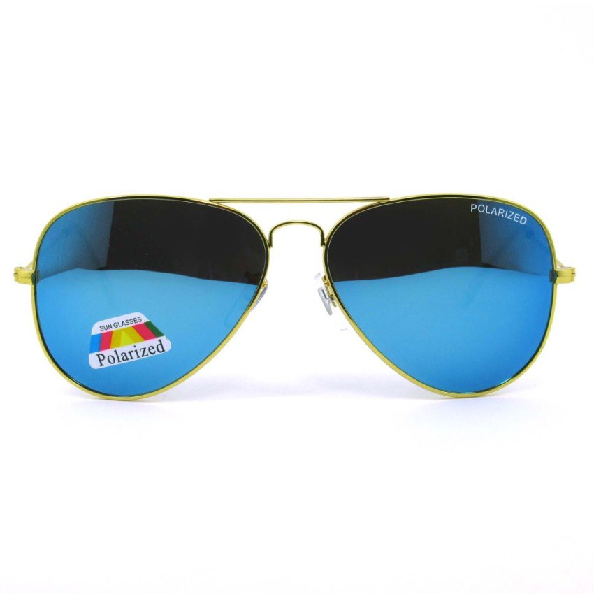 polarized-แว่นกันแดด-แฟชั่น-รุ่น-3026-สีทองเลนล์ปรอทฟ้า-เลนส์โพลาไรซ์