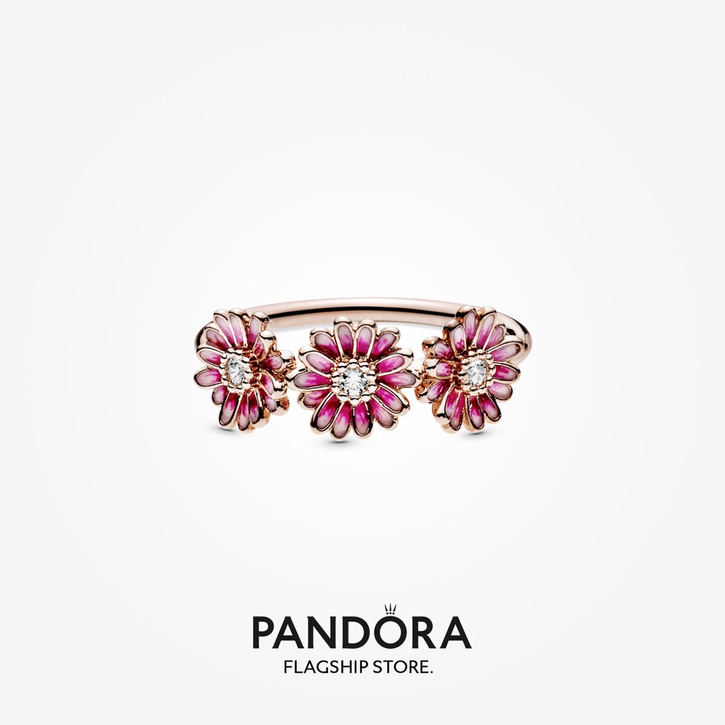 แหวนชุบทอง-14k-รูปดอกเดซี่-สีชมพู