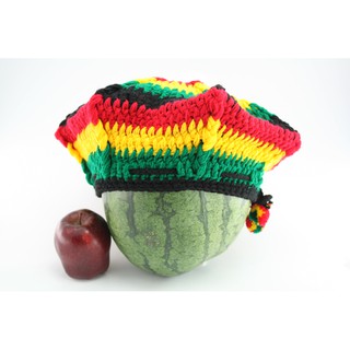 สินค้าราสต้า Tam Rasta Web Pattern Green Yellow Red หมวกราสต้าเดร็ดร็อค 7 เหลี่ยม