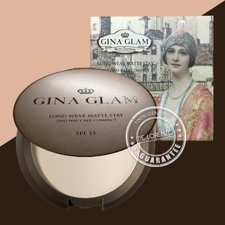 Gina Glam Long Wear Matte Stay Two Way Cake Compact Powder SPF15 G40 จีน่า เกลม แป้งจีน่า 11g แป้งคุมมัน แป้งผสมรองพื้น