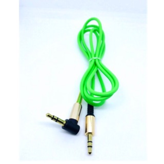 สายเคเบิลAUX Audio Stereo สายAUXหัวงอ ขนาด3.5mm ยาว1เมตร สีเขียว