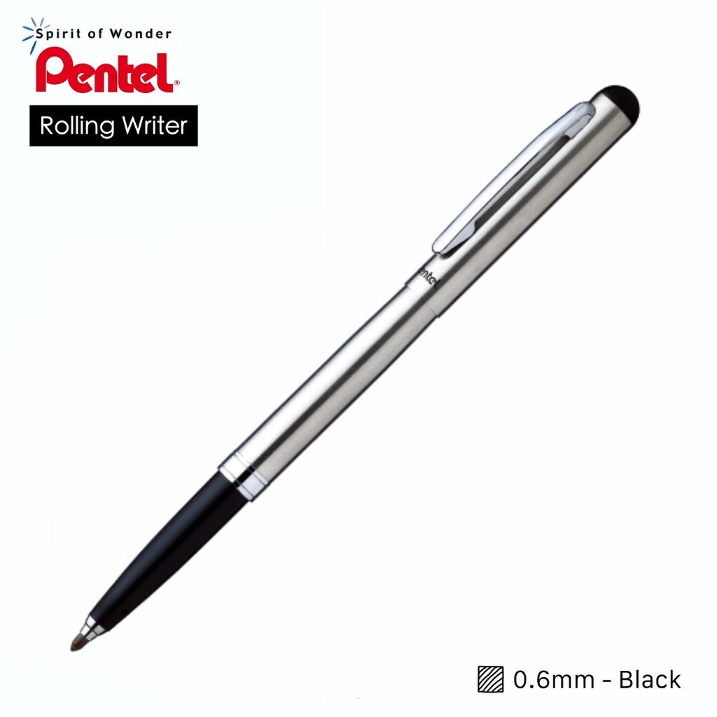 Pentel ปากกาโรลเลอร์ R460 เพนเทล ด้ามสีเงิน 0.6mm - หมึกสีดำ | Shopee ...