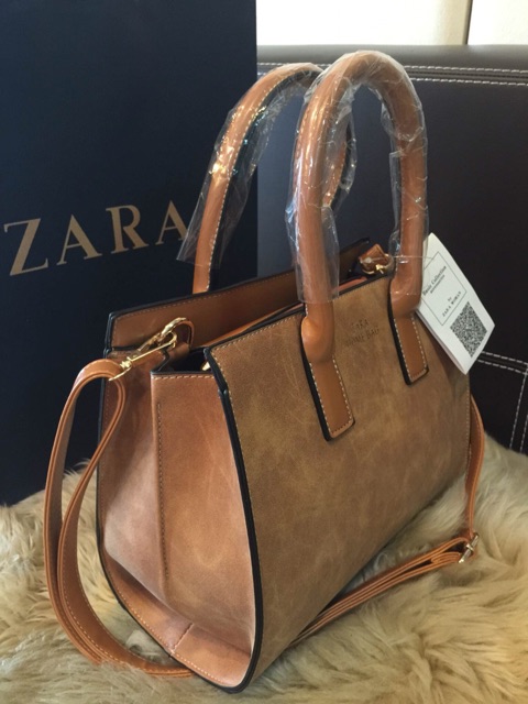 zara-home-leather-hand-bag-แท้outlet