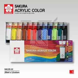 สินค้า สีอะคิลิค Sakura (Acrylic) XAC 20ml SET 12สี