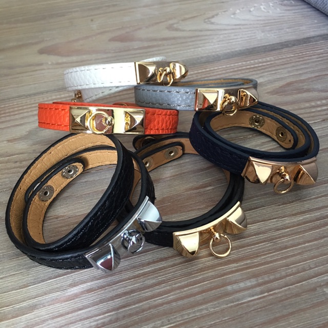 ลดราคา-2-ชิ้นสุดท้าย-กำไลหนัง-hermes-รุ่นสายไคว้