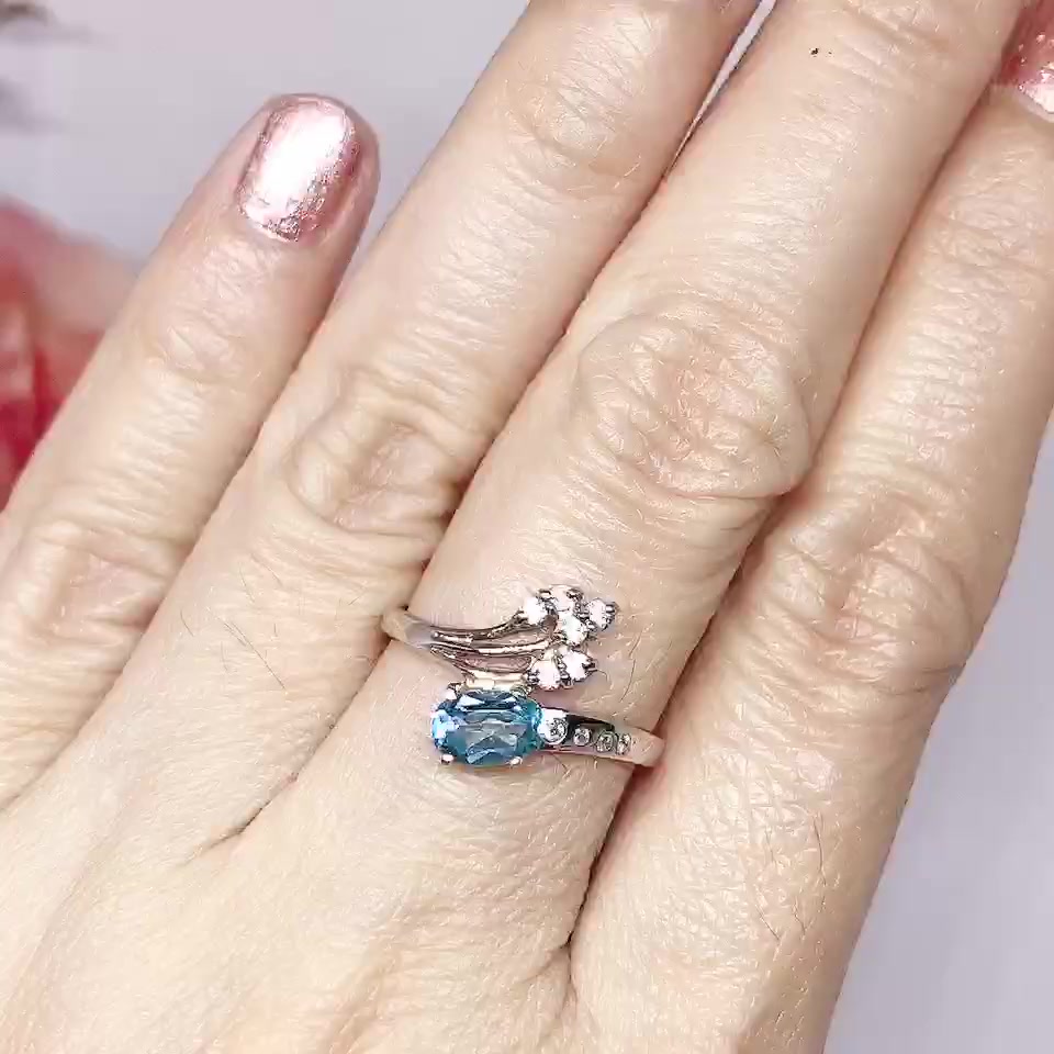 แหวนพลอยบลูโทแพสแท้-ราศีธนู-งานสวยน่ารักใส่เข้ากับชุดทำงานชุดลำลองสวยทุกชุดเสริมบุคคลิกเสริมดวงเกิด