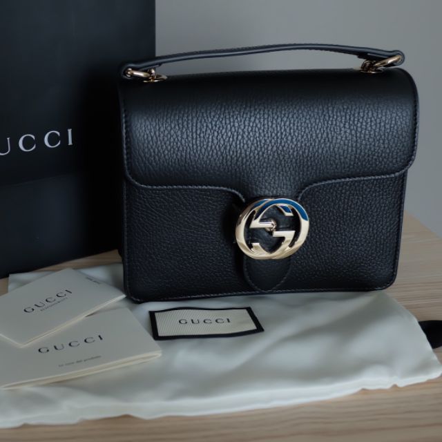 Gucci black leather best sale crossbody