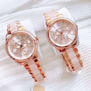 (ผ่อน0%) นาฬิกา Michael Kors  Rose Gold-Tone Stainlees Steel Watch for Women (MK6657)  ✔️หน้าปัดกลม 39 มม. สีโรสโกลด์