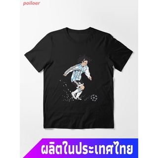 ฝ้ายเสื้อยืดพิมพ์ลายpoiloer New Lionel Messi 10 Classic Cartoon Essential T-Shirt ฟุตบอล เสื้อยืดพิมพ์ลาย เสื้อยืดผ้าฝ้า