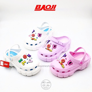 [ลิขสิทธิ์แท้] Baoji Clog Jibbitz รองเท้าแตะ แบบสวม ผู้หญิง พื้นหนา BO37-113