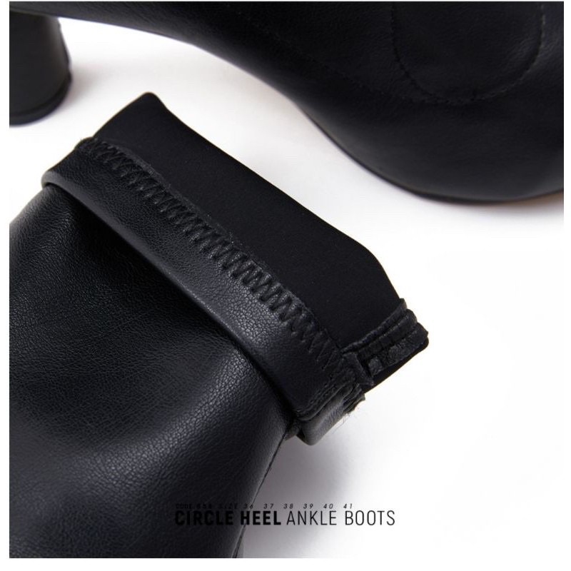 ของใหม่-circle-heel-ankle-boots-coat-over-บู๊ทดำ-รองเท้าบู๊ทแฟชั่น-boots-รองเท้าแฟชั่นเกาหลี-size36-coat-over