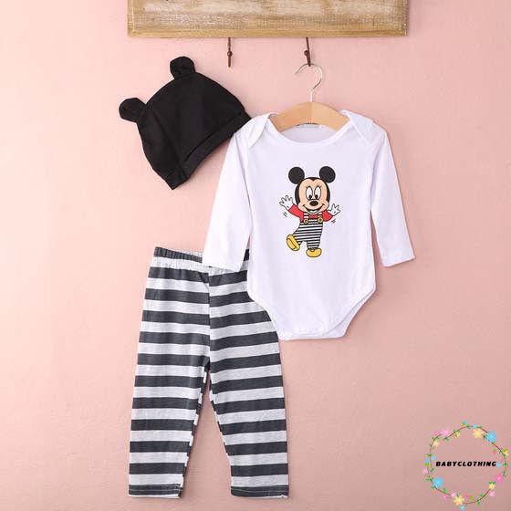 htt-เด็กทารกเด็กหญิงเด็กชาย-3pcs-ชุดชุด-micky-mouse-แมว-minnie-romper-กางเกงบอดี้สูท