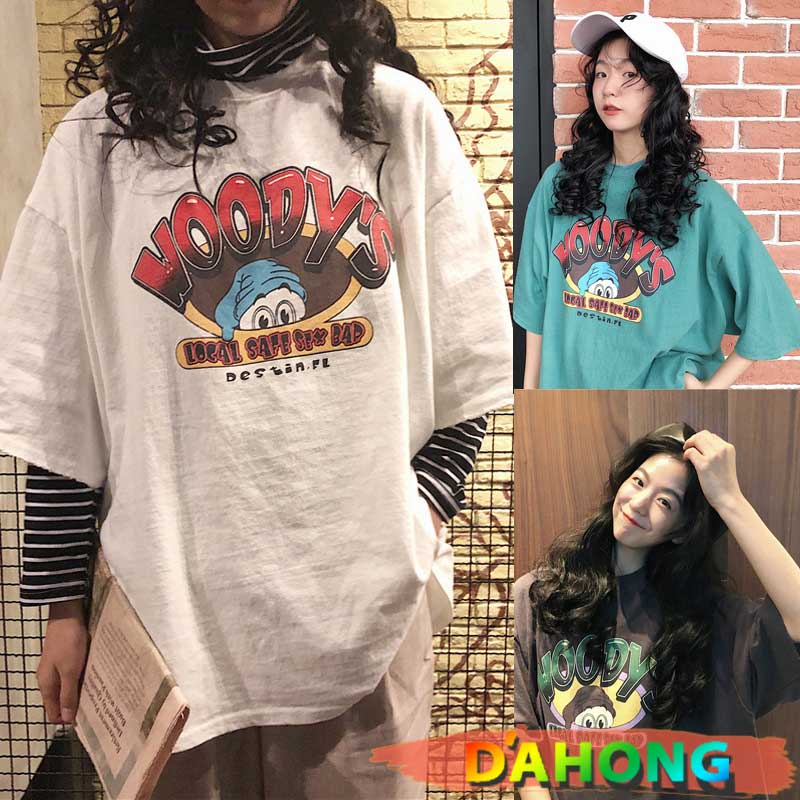 dahong-เสื้อยืด-โอเวอร์ไซส์-เสื้อผ้าวัยรุ่นแฟชั่นเกาหลี-คอกลม-สตรีท-2342