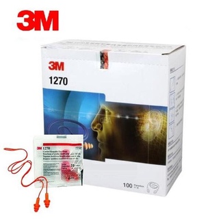 3M 1270 (x100ชิ้น) ปลั๊กอุดหูลดเสียง แบบมีสาย วัสดุยางสังเคราะห์รูปต้นสน 3 ชั้น