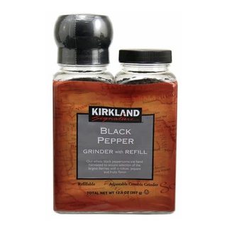 เคิร์กแลนด์ซิกเนเจอร์ เม็ดพริกไทยดำพร้อมที่บดและขวดเติม Kirkland Signature Black Pepper Grinder with Refill 375g.