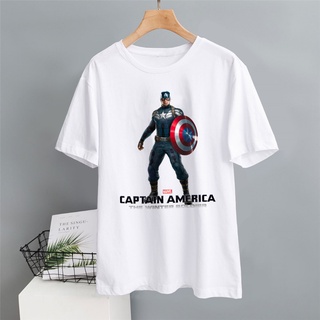 【พร้อมส่ง】เสื้อยืด แขนสั้น ลายการ์ตูนอเวนเจอร์ส กัปตันอเมริกา สําหรับผู้ชายและผู้หญิง