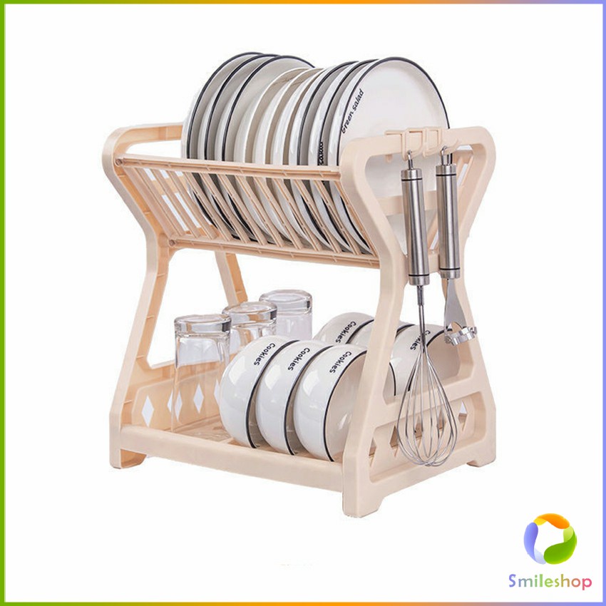 smileshop-ชั้นวางจาน-พลาสติก-ชั้นวางจานอเนกประสงค์-ย้ายง่าย-drain-bowl-rack